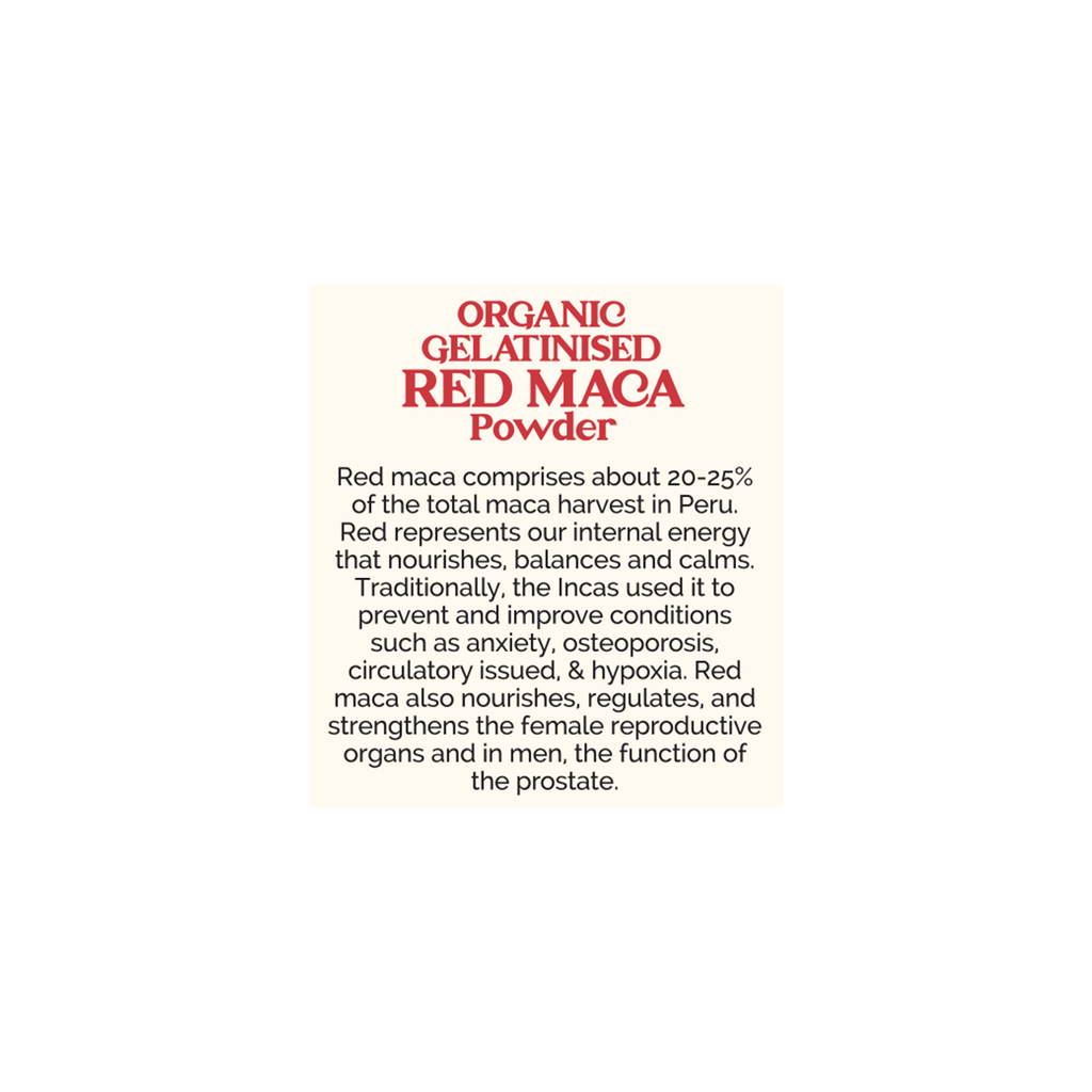 Organic Peruvian Red Maca Powder (Gelatinised)