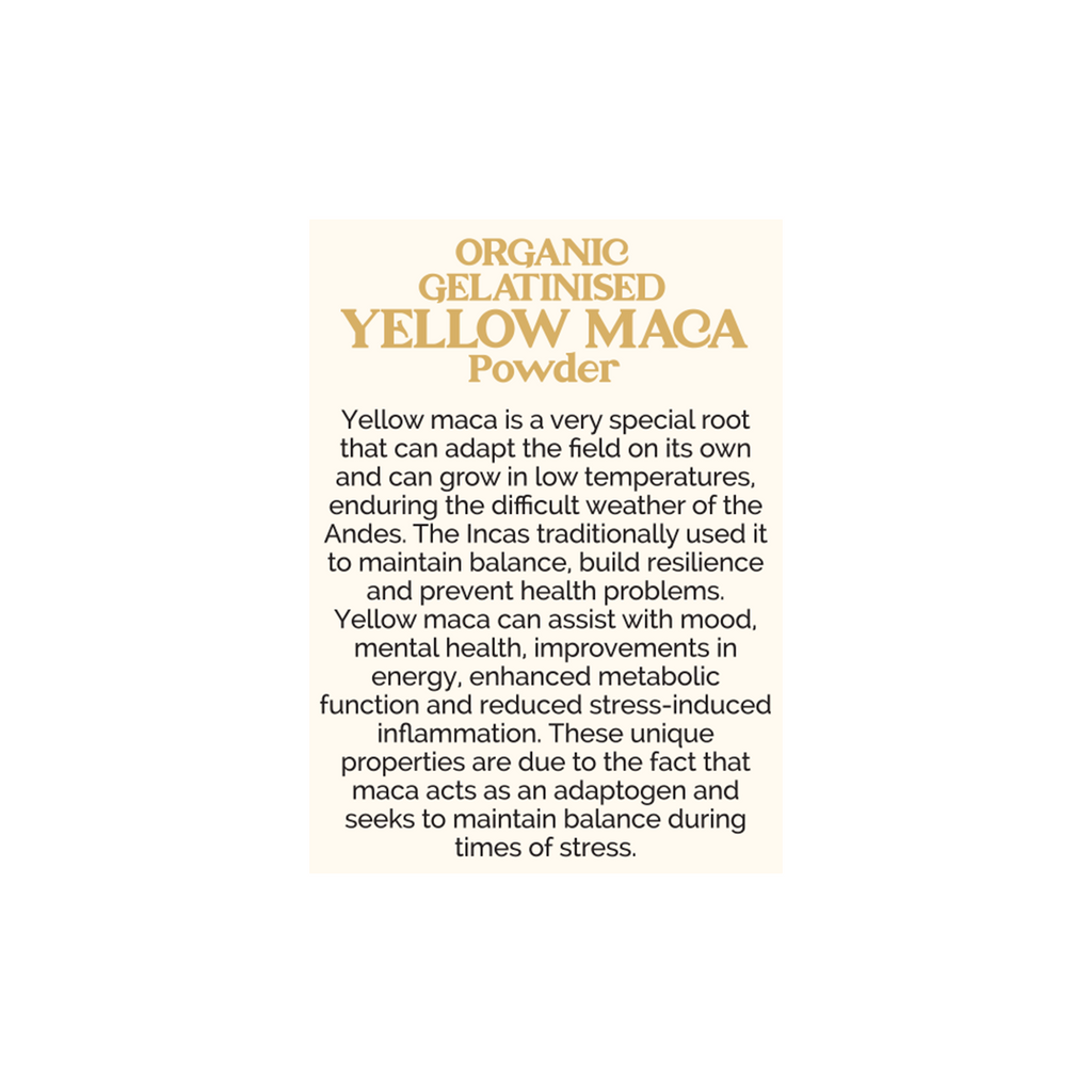 Organic Peruvian Yellow Maca Powder (Gelatinised)